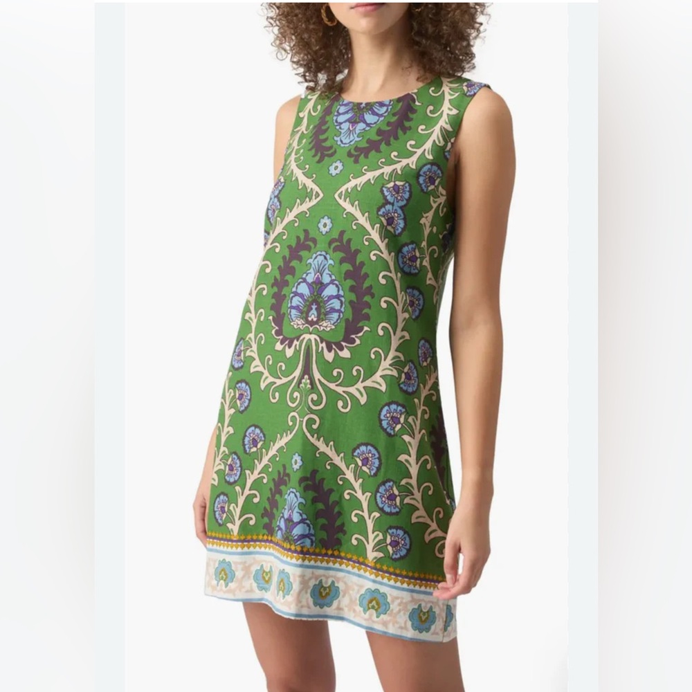 NWT Sanctuary Sz XS Easy Shift Dress Green Paisley Floral Print Sleeveless Mini